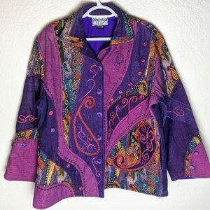 Silver Stream purple embellished tapestry jacket. OS